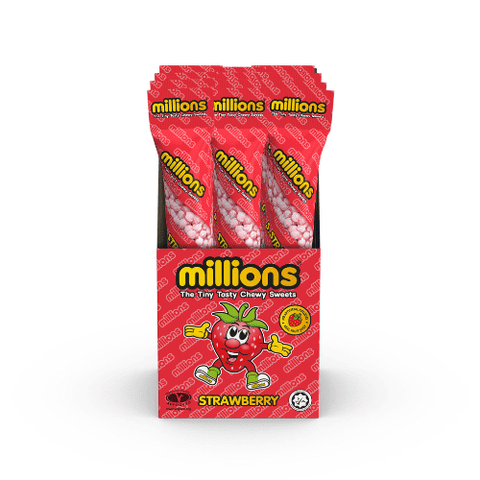 Millions Strawberry Tubes - 12 Count
