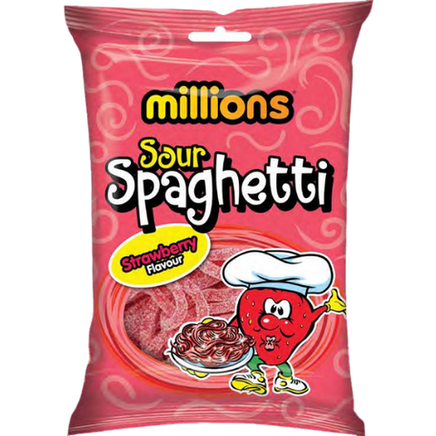 Millions Sour Strawberry Spaghetti - 12 x 120g