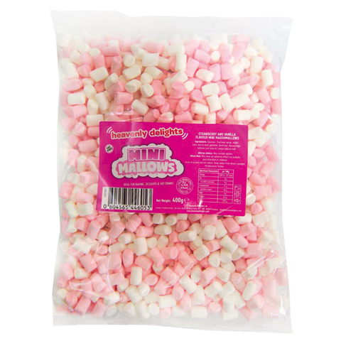Pink & White Mini Mallows - 18 x 400g Bulk Bags