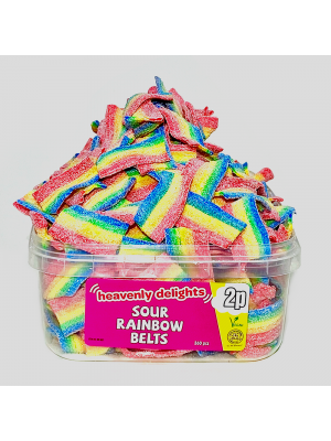 Sour Rainbow Belts, Tub of 360 pcs, 2p Range